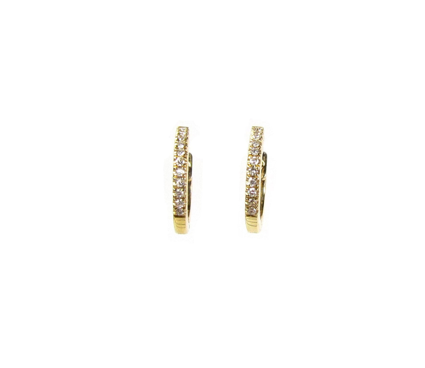 14K Gold Diamond Huggie Hoop Earrings | Single or Pair